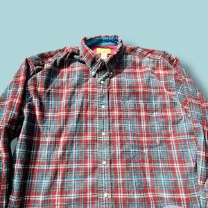 DUCK HEAD Button Corduroy Plaid Shirt Blue/Red Men's XL MSRP $108.00